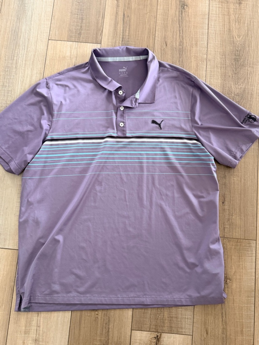 Puma Men’s Lavender Polo with Horizontal Stripe Detail